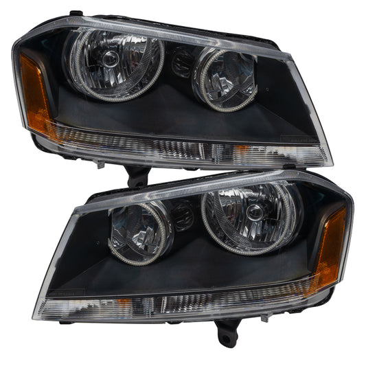 Oracle Dodge Avenger RT SMD headlights in black with ColorSHIFT technology and simple controller, featuring sleek headlight design.