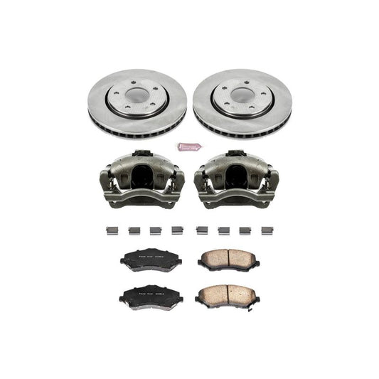 PowerStop OE front brake kit with calipers for Chrysler Town and Country 2008-2016, includes brake pads and rotors