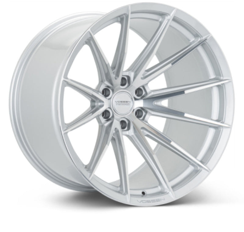 Vossen HFX-2 21-inch forged alloy wheel in silver polished finish with deep face design, 5x112 bolt pattern, ET35 offset.