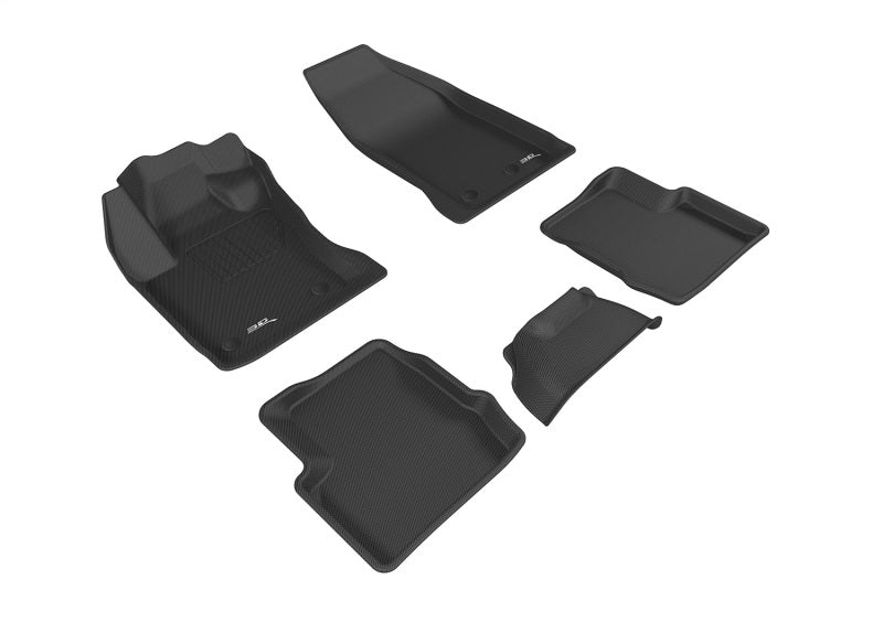 3D MAXpider black rubber floor mats for Fiat 500X 2015-2023, full set with textured surface and custom fit.