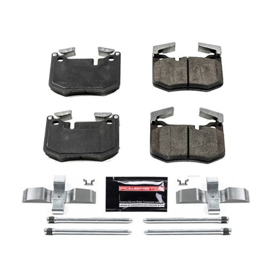 PowerStop Z23 Evolution Sport rear brake pads for Lexus GS F 2016-2018, featuring hardware for enhanced performance and braking.