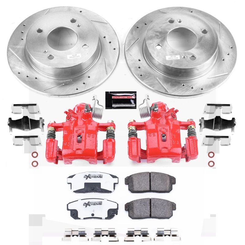 Power Stop Z26 Street Warrior rear brake kit with calipers for Infiniti G20, performance brake upgrade with durable components.