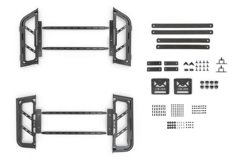 DV8 Offroad MTO Series 2-piece adjustable truck bed rack for Toyota Tundra and Ford F-150 Raptor, exterior offroad accessories