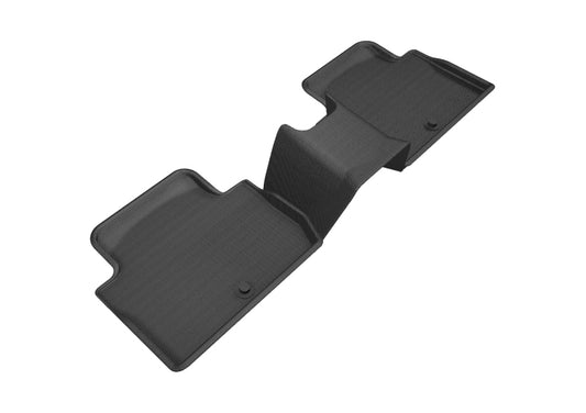 Black 3D MAXpider rubber floor mats for Kia Stinger 2018-2020 second row, featuring textured surface and custom fit.