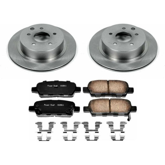 PowerStop rear brake kit for Nissan Juke 2014-2017, OE-style brake components with brake pads and rotors.