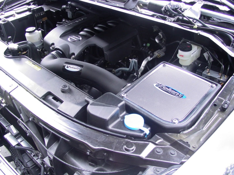Volant 04-10 Infiniti QX56 and 04-15 Nissan Titan/Armada 5.6L V8 Pro5 Cold Air Intake system installed in engine bay