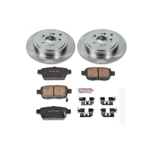 PowerStop OE rear brake kit for 2006-2014 Honda Ridgeline, includes brake pads and rotors for reliable stopping power.