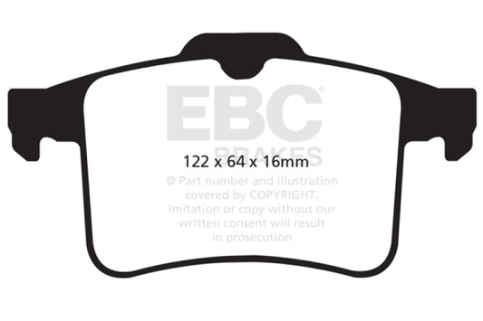 EBC Redstuff rear brake pads for Jaguar XF 5.0 Supercharged (470), performance brake pads for enhanced stopping power.
