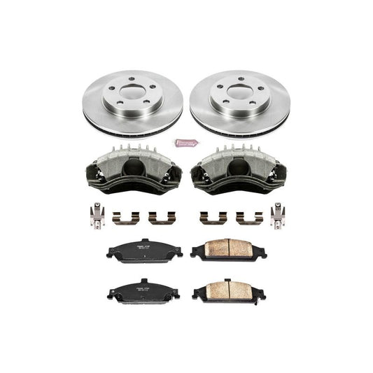 PowerStop OE front brake kit with calipers for 2004-2005 Chevrolet Classic, includes brake rotors and components.