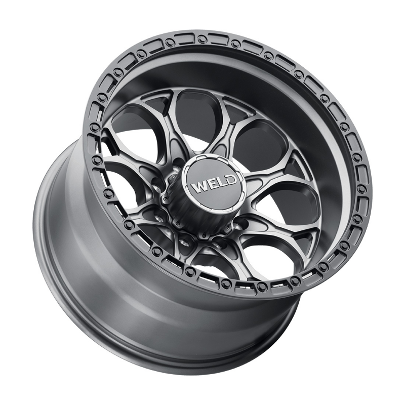Weld Ledge 8 20x9 satin gunmetal cast wheel with 8x180 bolt pattern and 5-inch backspacing, non-BL design for cars.