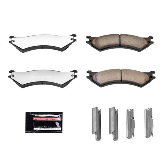 PowerStop Z36 rear brake pads with hardware for Ford E-250 truck, designed for enhanced performance and towing capacity.