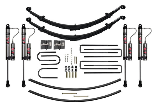 Skyjacker 8-inch lift kit for 74.5-93 1/2-3/4 ton trucks, featuring suspension components and installation hardware.