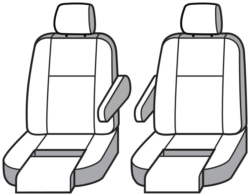 Grey Covercraft waterproof front row seat covers for Mercedes-Benz Sprinter 19-26, custom-fit Enduro seat protectors.