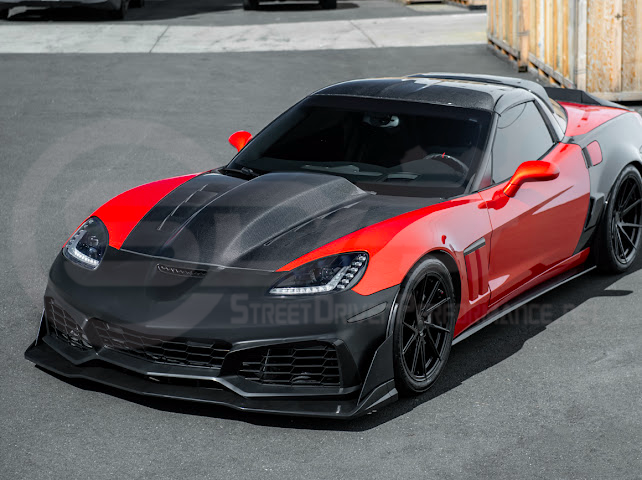2005-2013 Corvette C6 Z06 | C7 ZR1 Style Primer Black Front Bumper Conversion Kit Replacement