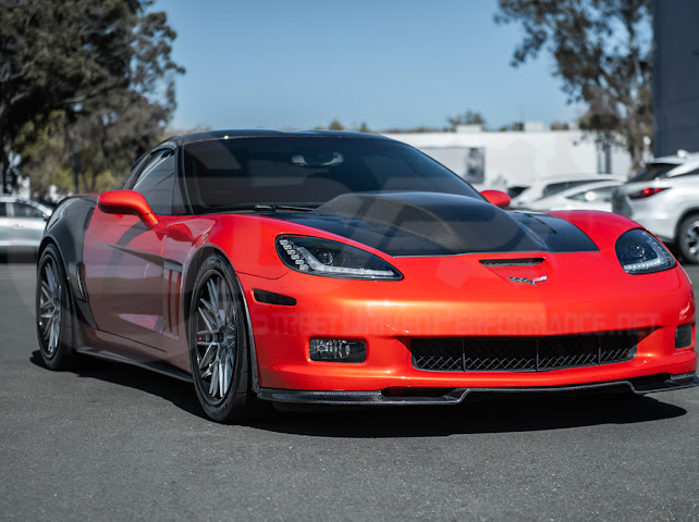 2005-2013 C6 Corvette - 427 /Grand Sport / Z06 / ZR1 | ZRA1 Style Front Splitter Lip Ground Effects (Carbon Fiber or Primer Black)