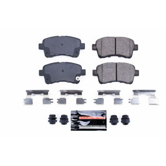 PowerStop Z23 Evolution Sport front brake pads with hardware for Suzuki Aerio 2002-2005, performance brake components