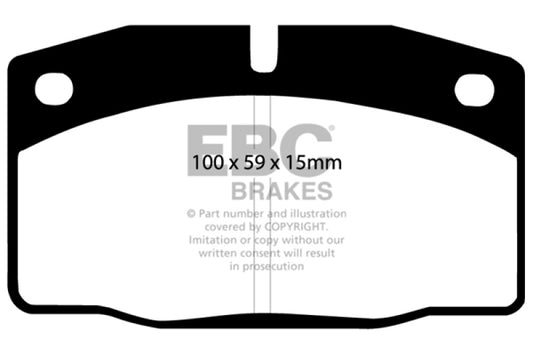 EBC Greenstuff front brake pads for Lotus Elan M100 1.6 Turbo, performance brake pads with green friction material.