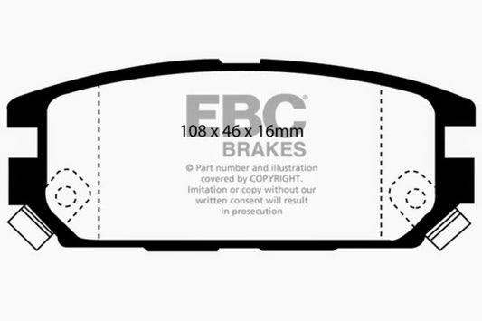 EBC Ultimax2 rear brake pads for 1994-1995 Eagle Talon 2.0 Turbo 4WD, OE style, designed for 284mm rear rotors.