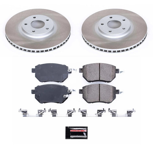 PowerStop front semi-coated brake rotor kit for Nissan Murano 2009-2011, performance brake kit with semi-coated rotors.