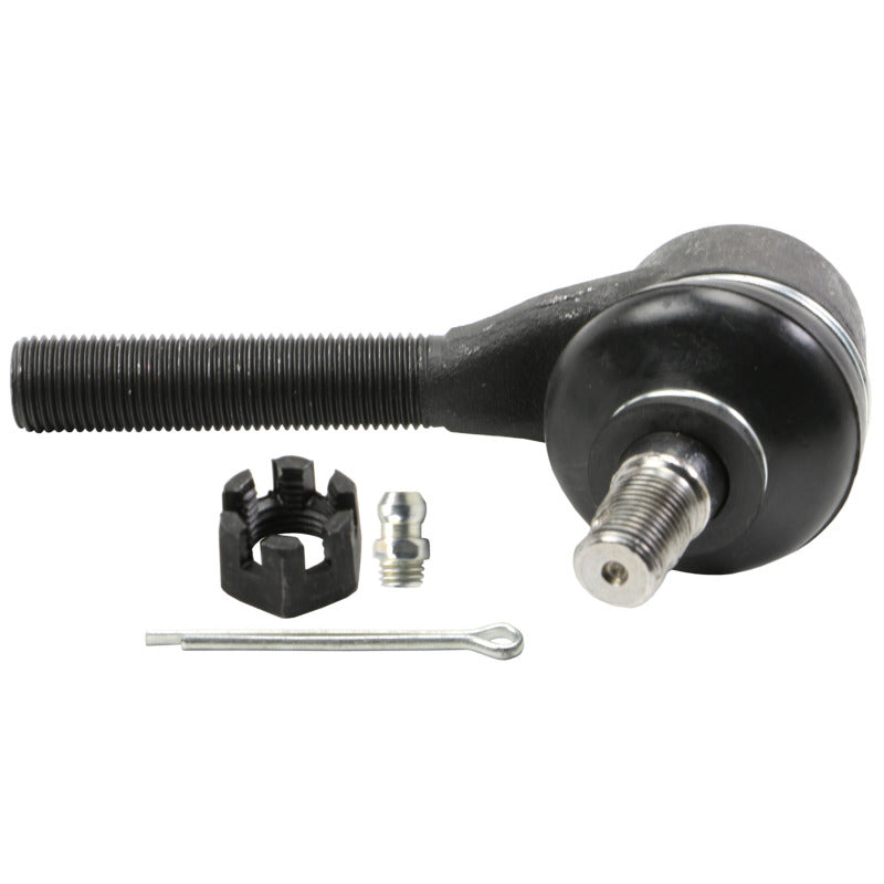 Moog Chrysler Cordoba front outer tie rod end, automotive part for steering and suspension, shown in detailed view.