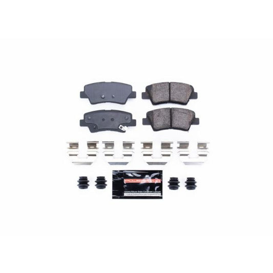 PowerStop Z23 Evolution Sport rear brake pads with hardware for Hyundai Azera 2012-2017, high-performance automotive brake component.