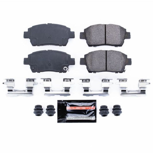 PowerStop Z23 Evolution Sport front brake pads with hardware for 2012-2015 Scion iQ, performance brake replacement.