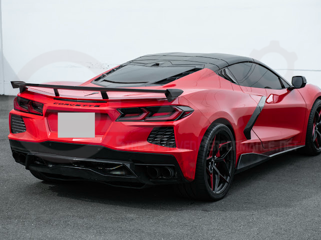 2020-Up Corvette C8 Stingray & Z51 |FaceliftedbRear Trunk High Wing Spoiler (Matte Black or Carbon Flash)