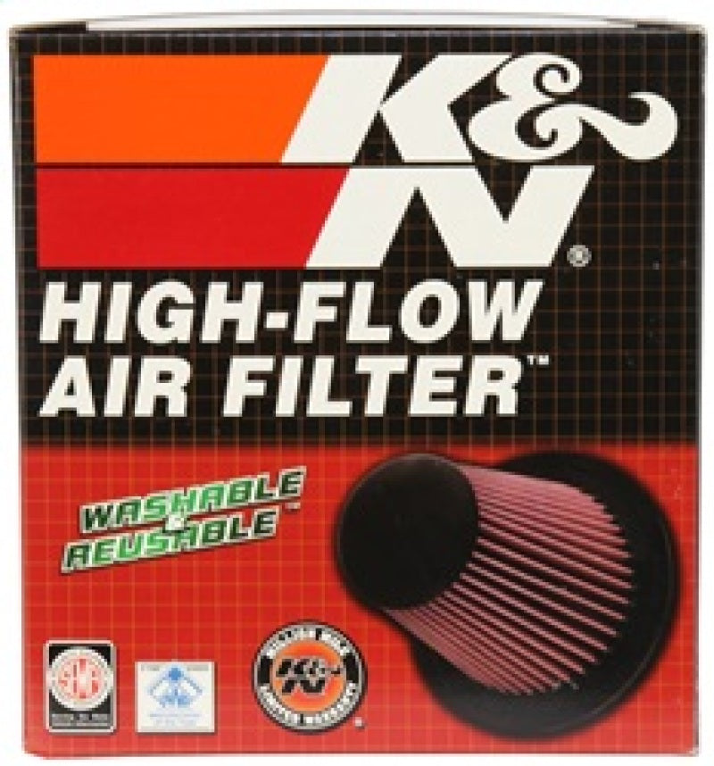 K&N Engineering 5-inch flange universal rubber air filter with 6.5-inch base, 4.375-inch top, and 7-inch height for vehicle intake systems