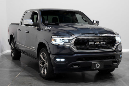 Diode Dynamics Stage Series fog pocket mounting brackets for 2019-present Ram trucks, designed for secure light installation.