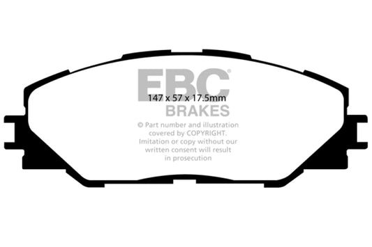 EBC Greenstuff front brake pads for 2009-2010 Pontiac Vibe 2.4L 2WD, performance brake pads with green friction material