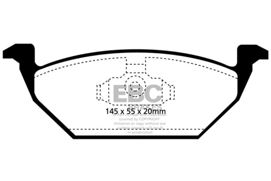 EBC Ultimax2 front brake pads for 98-99 Volkswagen Beetle 2.0 engine, OE type, with visible brake pad components.