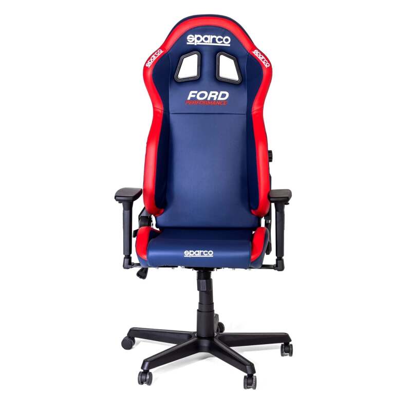 SPARCO ICON Ford Performance Office Chair with black and red racing seat design, adjustable headrest, and ergonomic armrests.