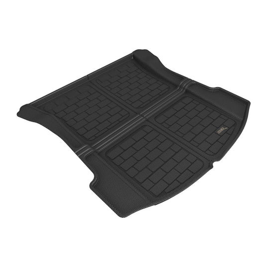 3D MAXpider black rubber rear cargo liner for Tesla Model 3 2021-2023, designed to protect the trunk area with custom fit.