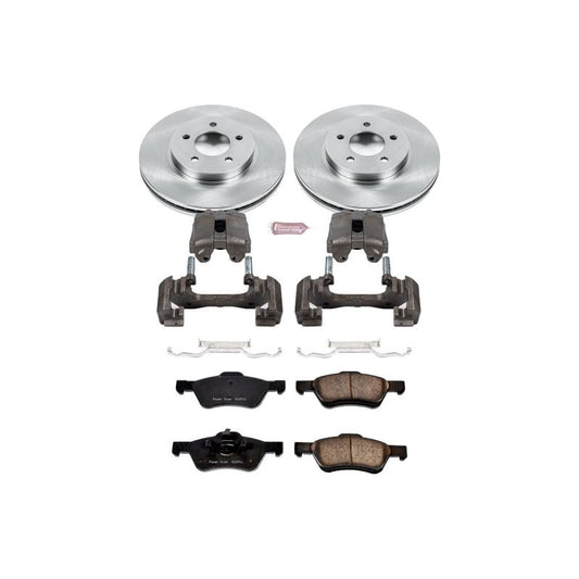 PowerStop OE front brake kit with calipers for 2007-2010 Ford Escape, includes brake rotors and calipers for optimal stopping power.