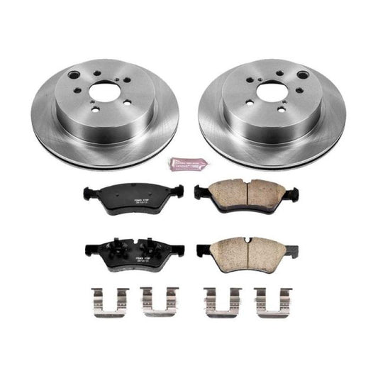 PowerStop OE rear brake kit for 2014-2018 Subaru Forester, includes brake rotors and pads for reliable stopping power.