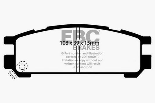 EBC Ultimax2 rear brake pads for 1993-1996 Subaru Impreza 1.8, OE style, showing the brake pad set with mounting hardware.