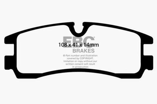EBC Redstuff rear brake pads for Cadillac Seville 4.6, performance brake pads designed for enhanced stopping power.