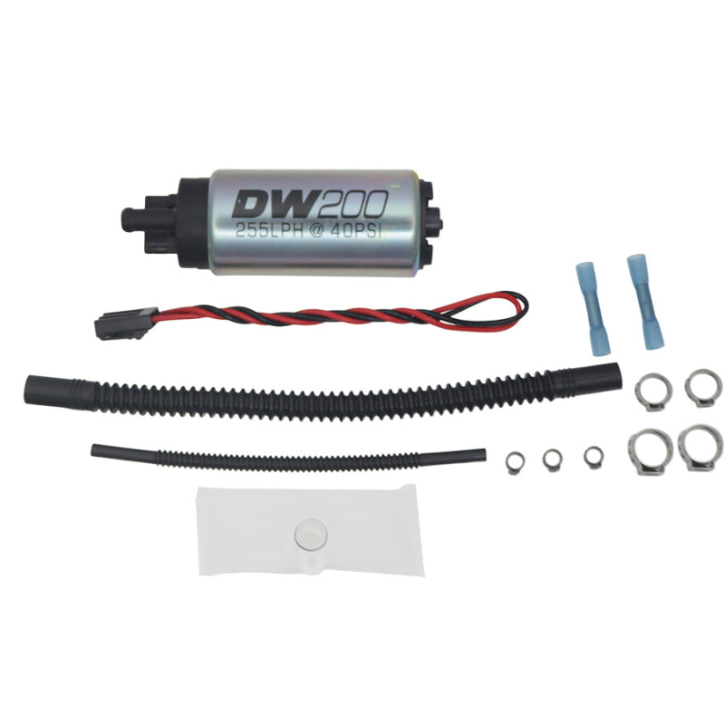 DeatschWerks 255 LPH in-tank fuel pump with setup kit for Harley-Davidson Electra Glide motorcycle, installed in fuel tank.