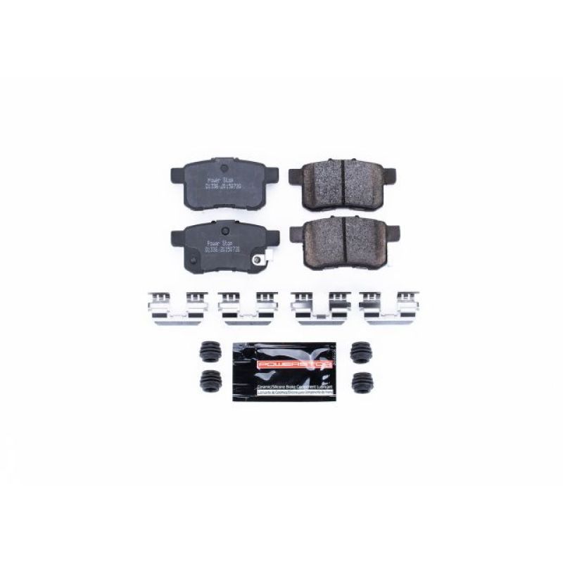 PowerStop Z23 Evolution sport rear brake pads with hardware for Acura TSX 2009-2010, performance brake parts.