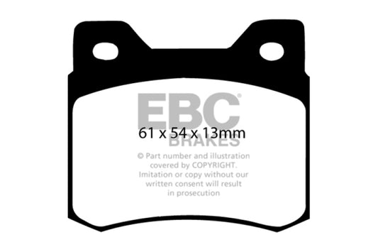 EBC Greenstuff rear brake pads for Mercedes-Benz 190/190E 2.3 model, high-performance brake pad set with green friction material.