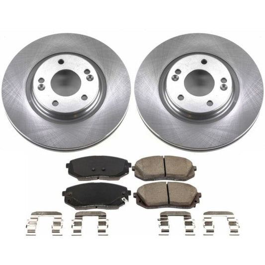 PowerStop OE front brake kit for Hyundai Sonata 2016-2019, includes brake pads and rotors for reliable stopping power.