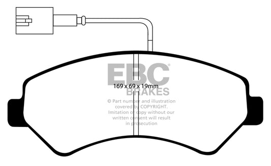EBC Ultimax front brake pads for Ram Promaster 3.6L, OE quality, shown with brake pad design and packaging.