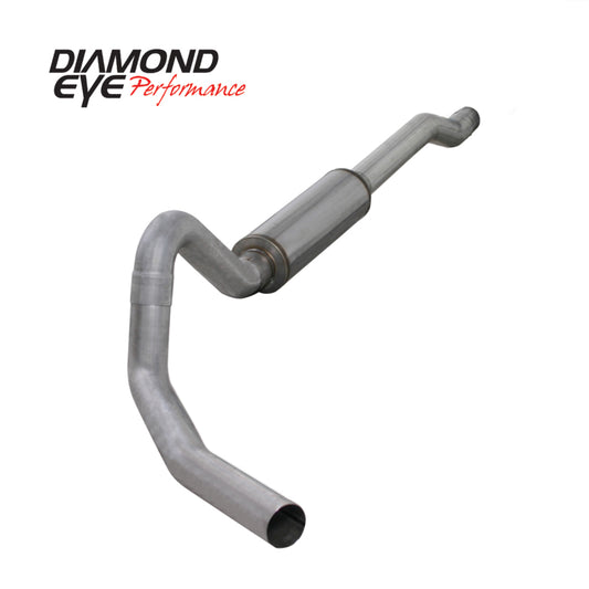 Diamond Eye Performance 4-inch Catback exhaust kit for 2003-2006 Ford 6.0L Excursion, with polished stainless steel pipes and dual tips.