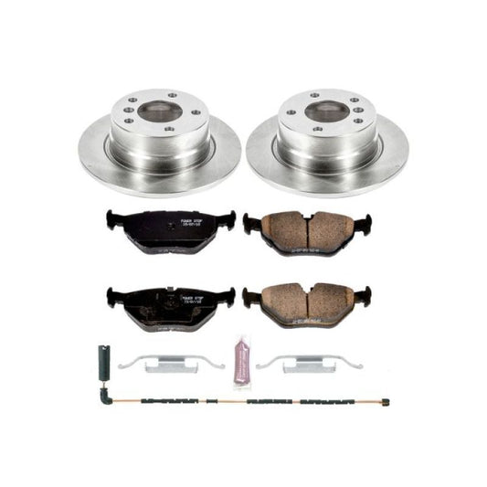 PowerStop OE rear brake kit for BMW Z4 2003-2005, featuring brake rotors and pads for enhanced stopping power and performance.