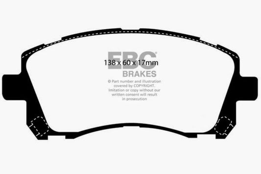EBC Ultimax2 front brake pads for Subaru Forester 2.5 (1998-2002), OE type, shown in the image.