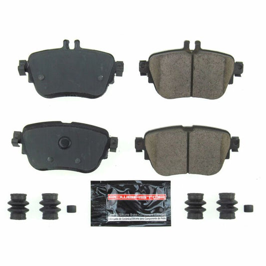 PowerStop Z23 Evolution sport rear brake pads with hardware for Mercedes-Benz E300 (2017-2019), performance brake replacement.