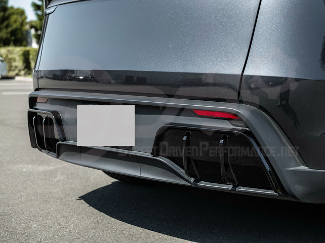 2025-Up Tesla Model Y | Fast Style Glossy Black Rear Bumper Finned Diffuser