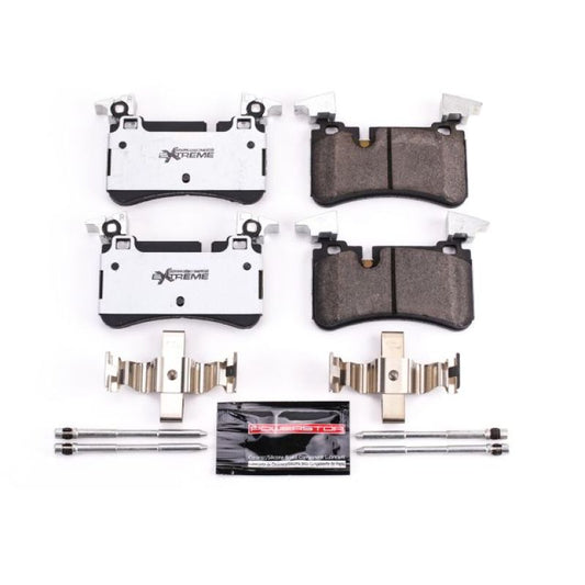 PowerStop Z26 rear brake pads for Mercedes-Benz C63 AMG, high-performance street brake pads with hardware included.