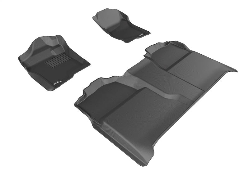 3D MAXpider rubber floor mats for Chevrolet Silverado 1500 Crew Cab, black Kagu full set, durable protective vehicle interior.
