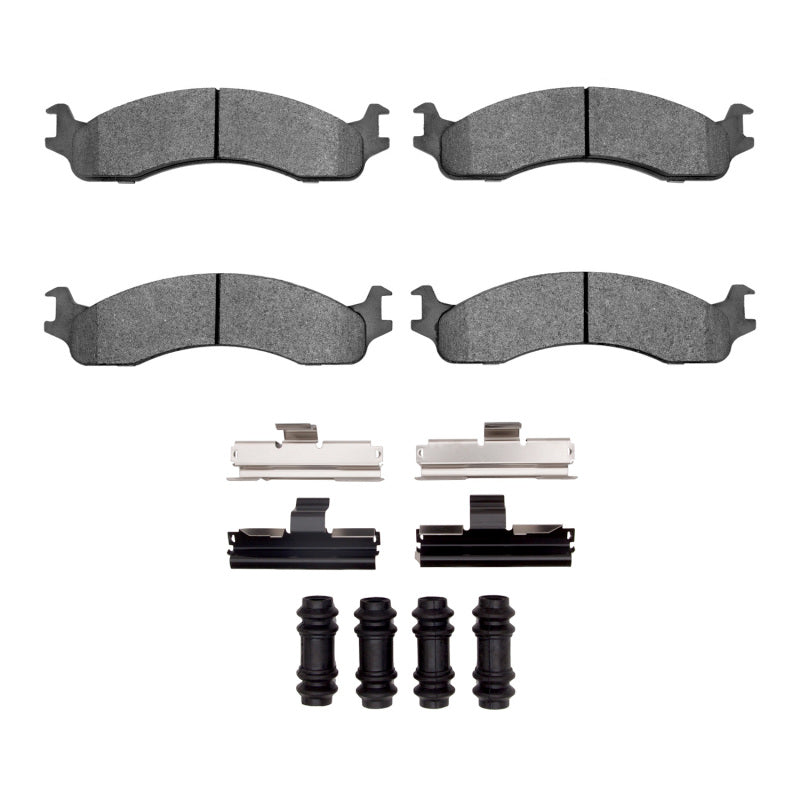 R1 Concepts Ford E-350 Econoline front semi-metallic brake pads and hardware kit, OE type for vehicle braking system.
